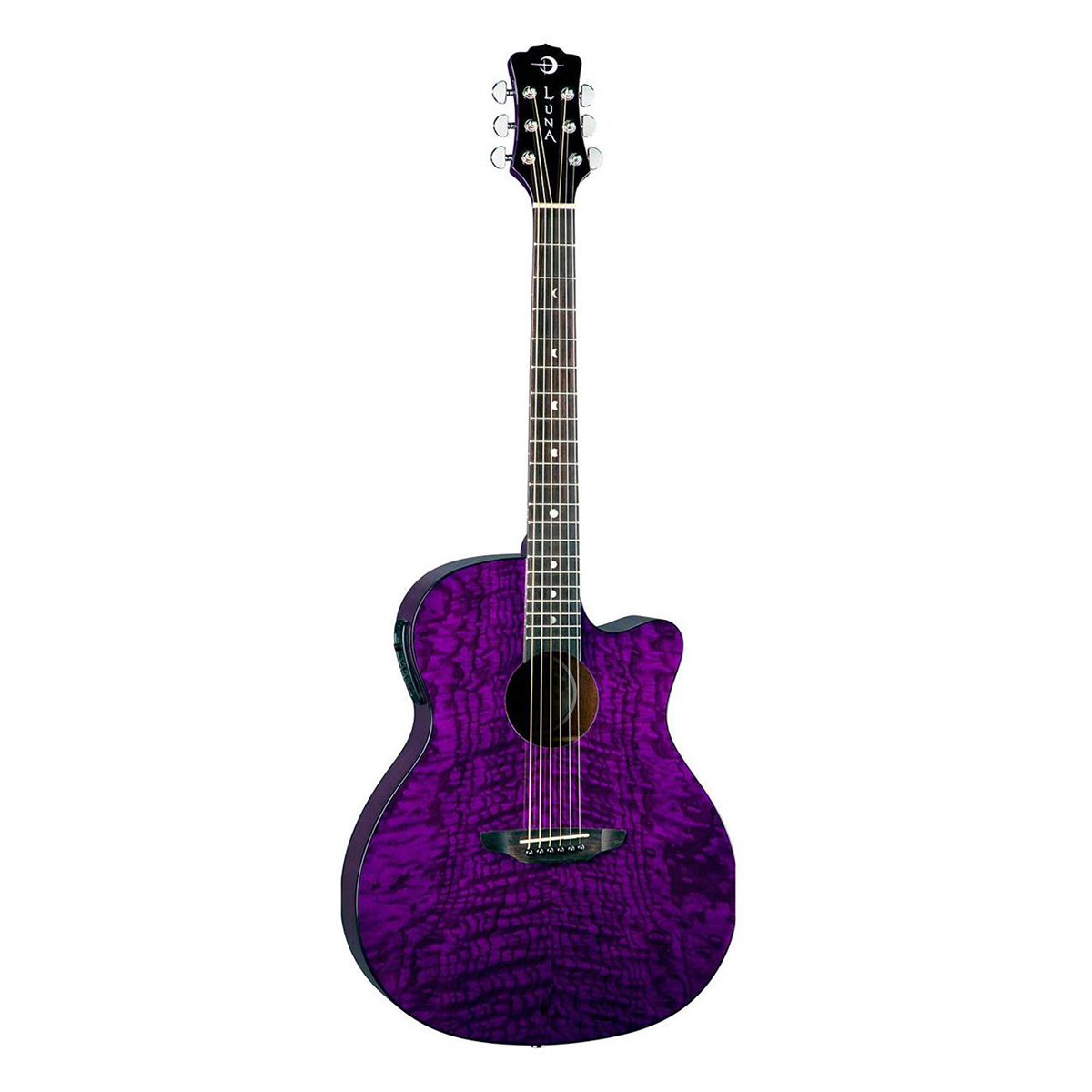 

Luna Gypsy Quilt Ash Acoustic Electric Guitar with Preamp, Trans Purple