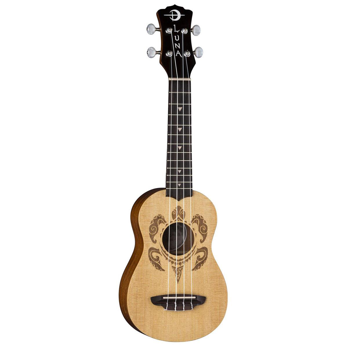 

Luna Uke HONU Turtle Spruce Soprano Ukulele with Gigbag, 12 Frets, Satin Natural