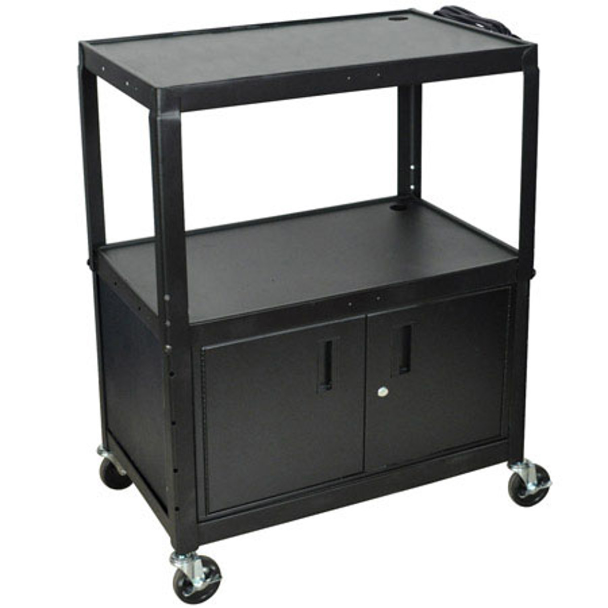 

Luxor AVJ42XLC Steel Adjustable Height Extra Large AV Cart with Cabinet, Black