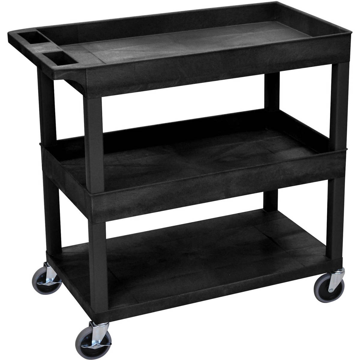 

Luxor EC112 32x18" Cart with 2x Tubs and 1x Bottom Flat Shelf, Black