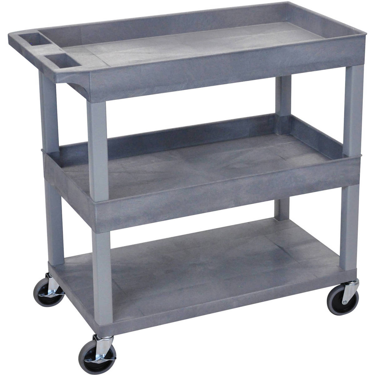 

Luxor EC112 32x18" Cart with 2x Tubs and 1x Bottom Flat Shelf, Gray