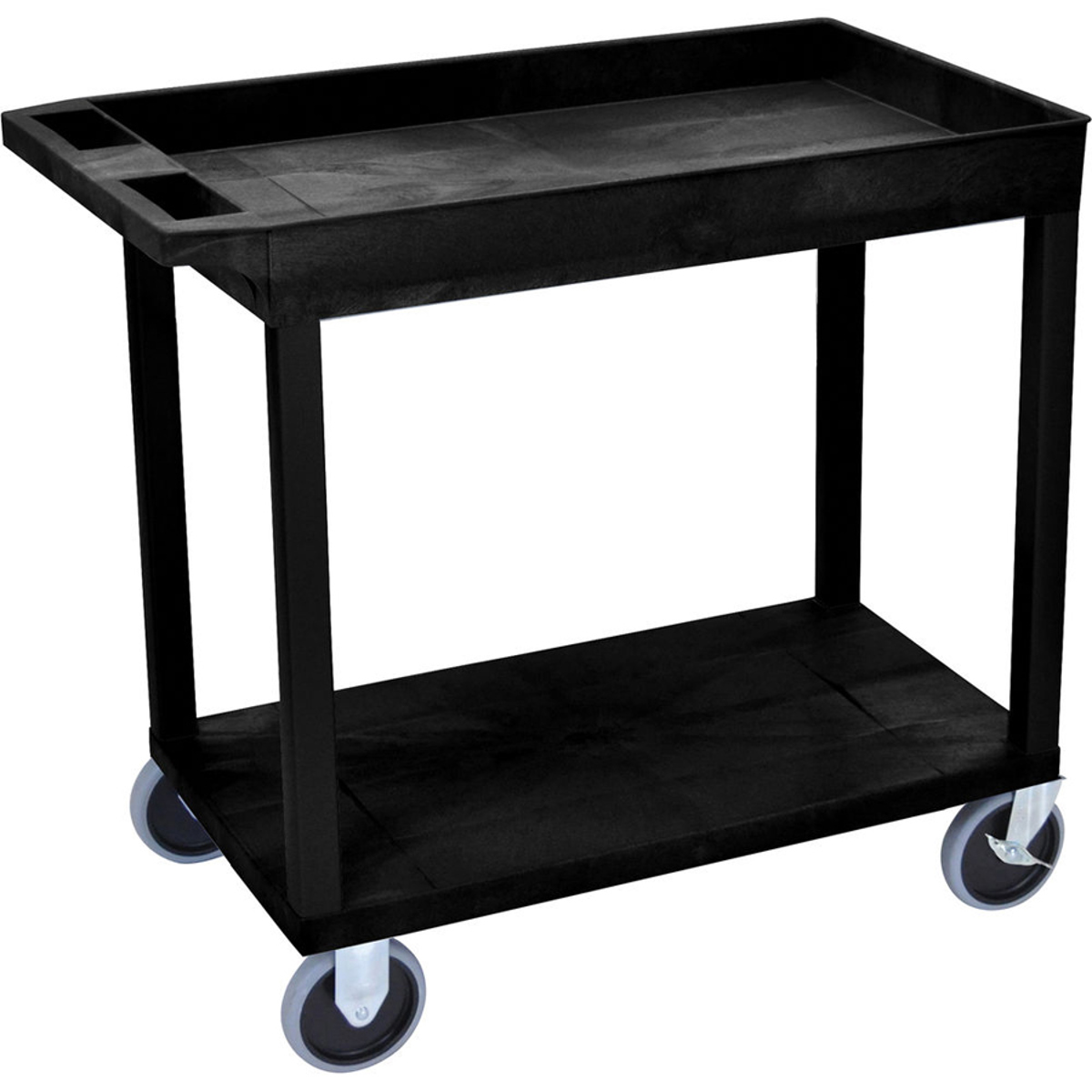 

Luxor EC12 32x18" Cart with 1x Tubs, 1x Flat Shelf and HD Casters, Black