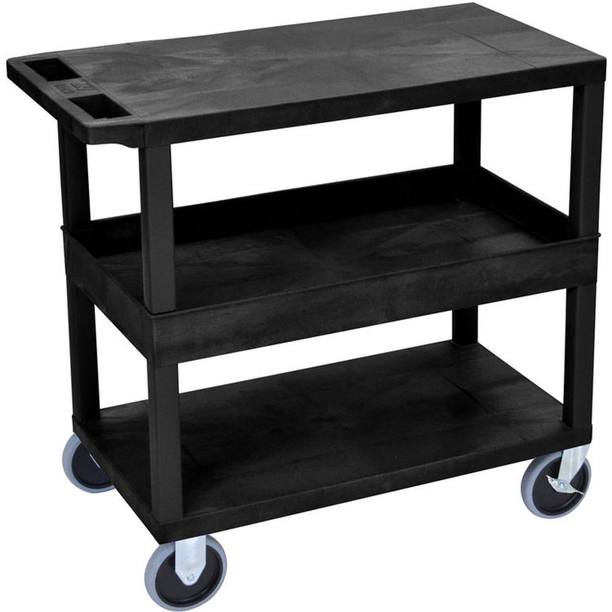 

Luxor EC212 32x18" Heavy Duty Utility Cart with 1x Tub & 2x Flat Shelves, Black