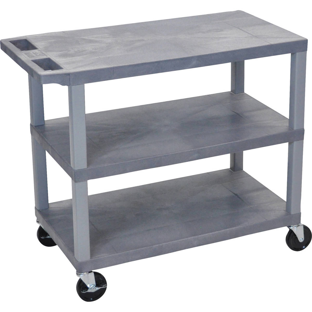 

Luxor EC222 32x18" 3-Shelf Plastic Utility Cart, Gray