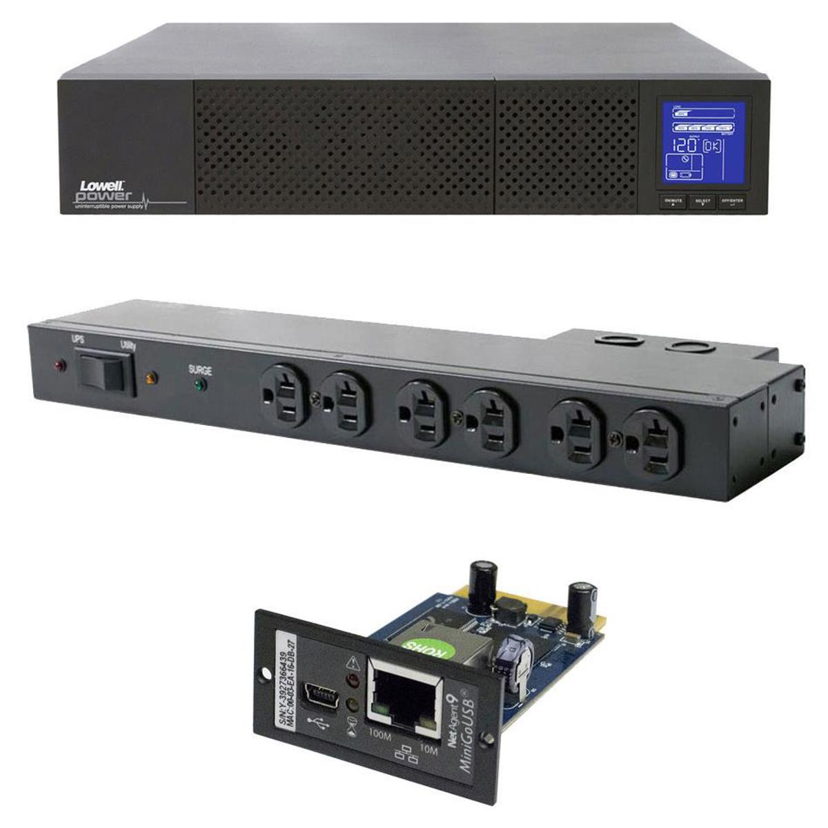 

Lowell Manufacturing UPS9-2000-IPHW Bundle, 2000VA UPS, SNMP &Hardwired Bypass