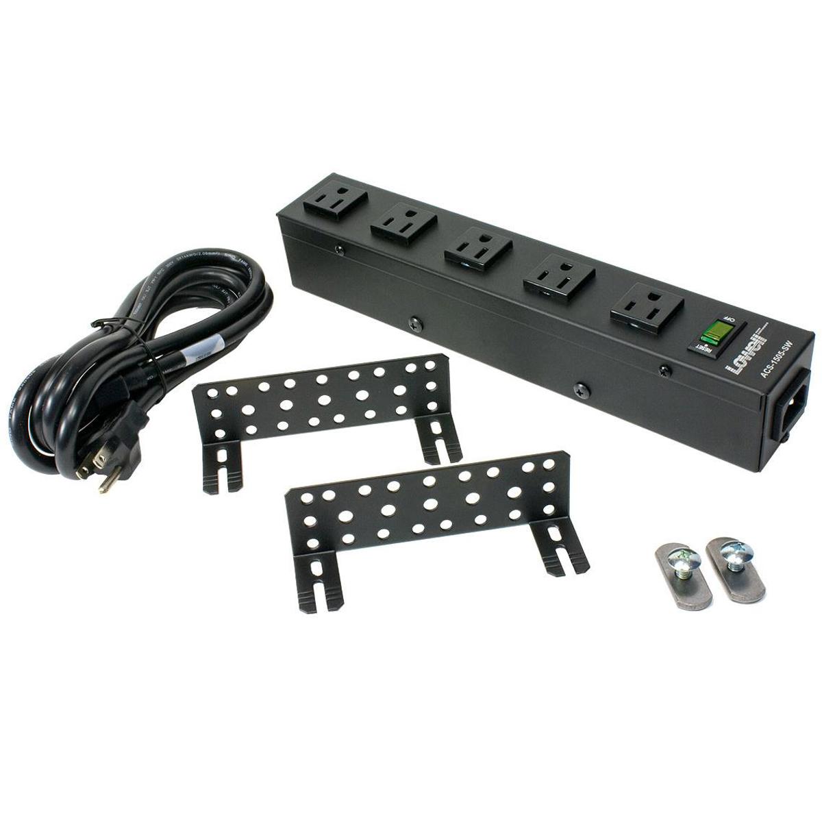 

Lowell Manufacturing ACS-1505-SW 15A Power Strip, Detachable 6' Cord, 5 Outlets