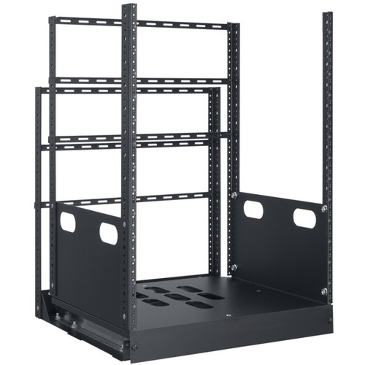 

Lowell Manufacturing LPTR4-1419 14U Pull & Turn Rack, 4-Slides, 19" Depth, Black