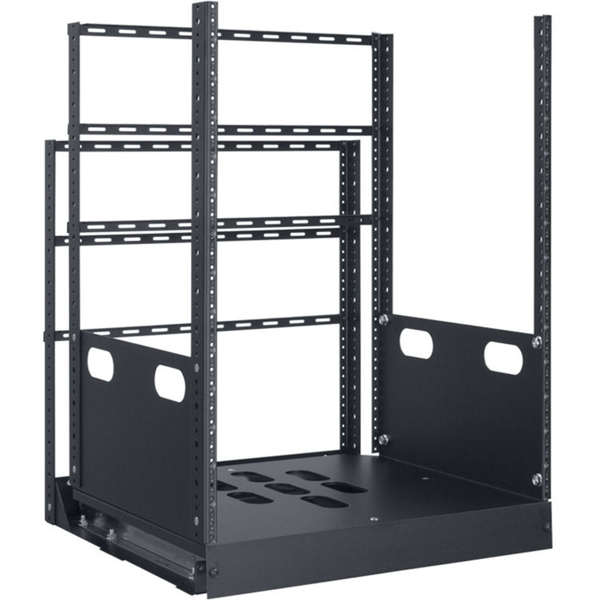 

Lowell Manufacturing LPTR4-1423 14U Pull & Turn Rack, 4-Slides, 23" Depth, Black