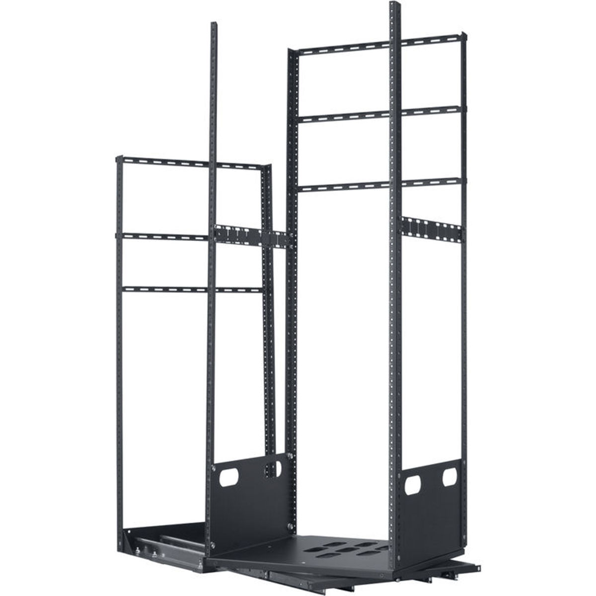 

Lowell Manufacturing LPTR4-2823 28U Pull & Turn Rack, 4-Slides, 23" Depth, Black