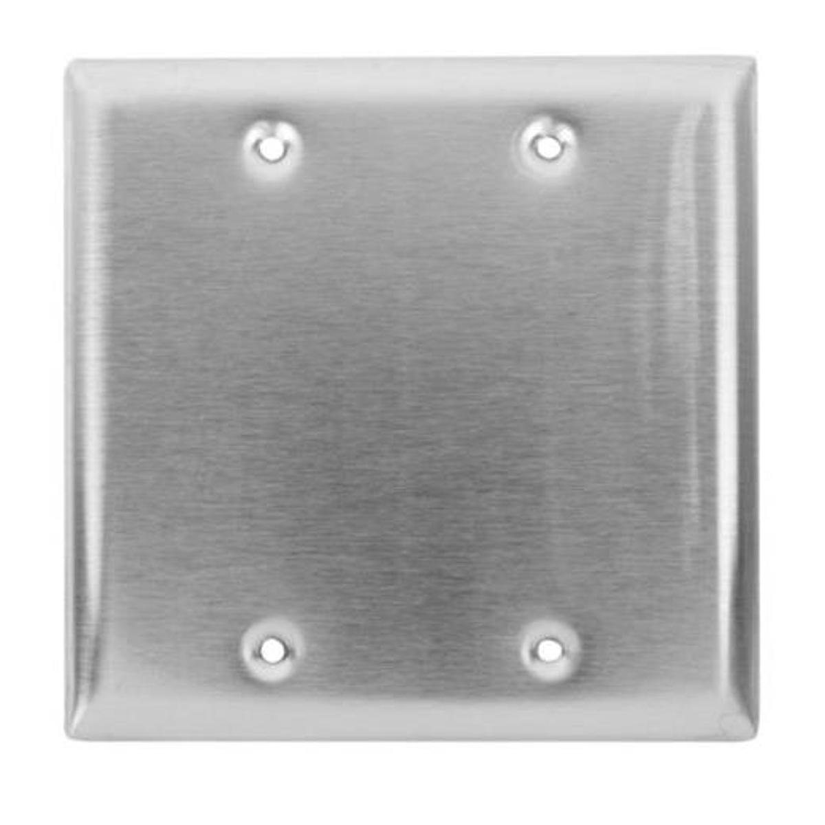 Image of Lowell Manufacturing S2 Blank Two-Gang Stainless Steel Wall Plate