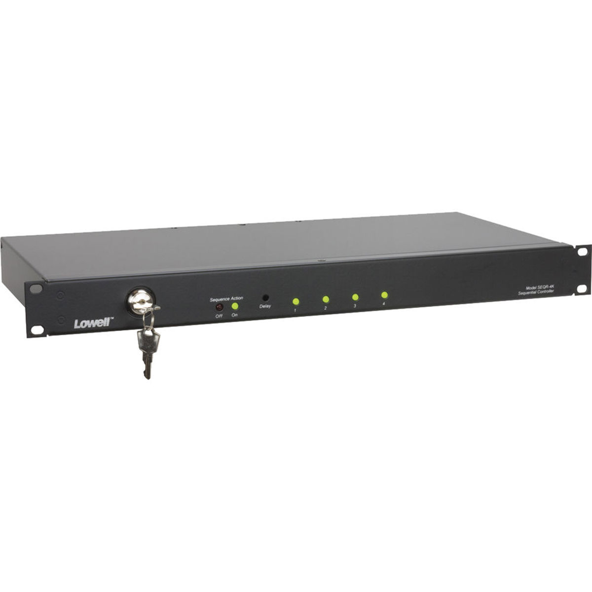 

Lowell Manufacturing SEQR-4K 4-CH Rack Mount Power Sequencer, Rocker Switch/Key