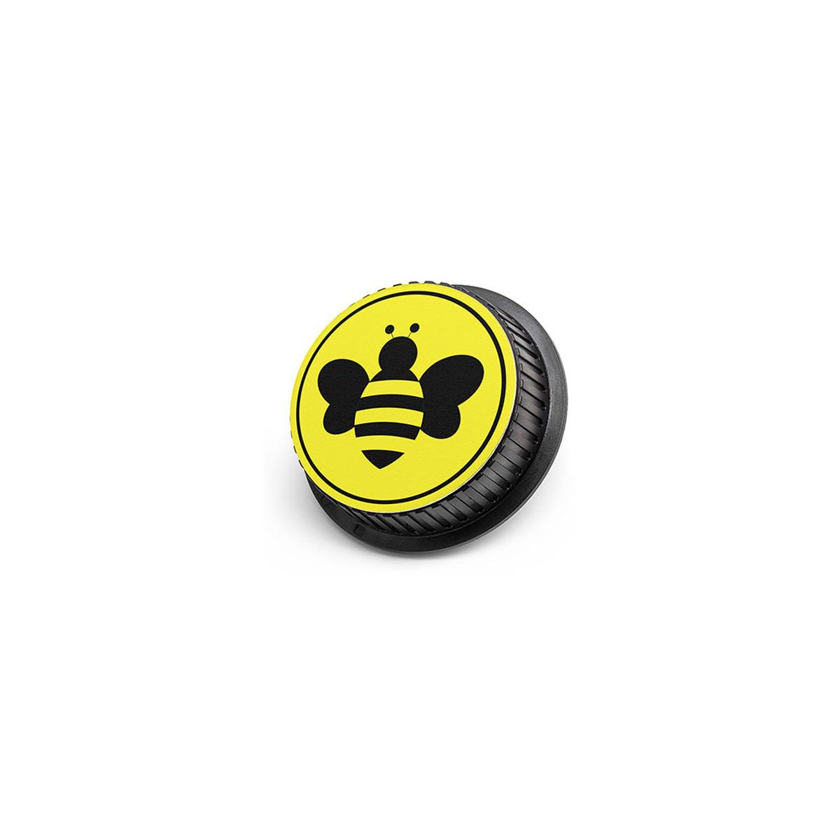 Image of LenzBuddy Rear Lens Cap for Canon - with Bumble Bee Icon (Yellow)