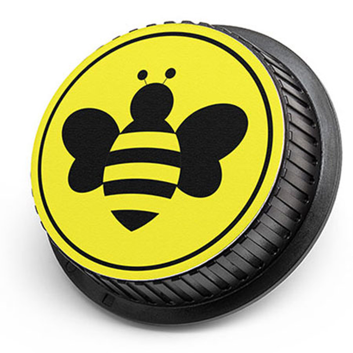 Image of LenzBuddy Rear Lens Cap for Canon - with Bumble Bee Icon (Yellow)