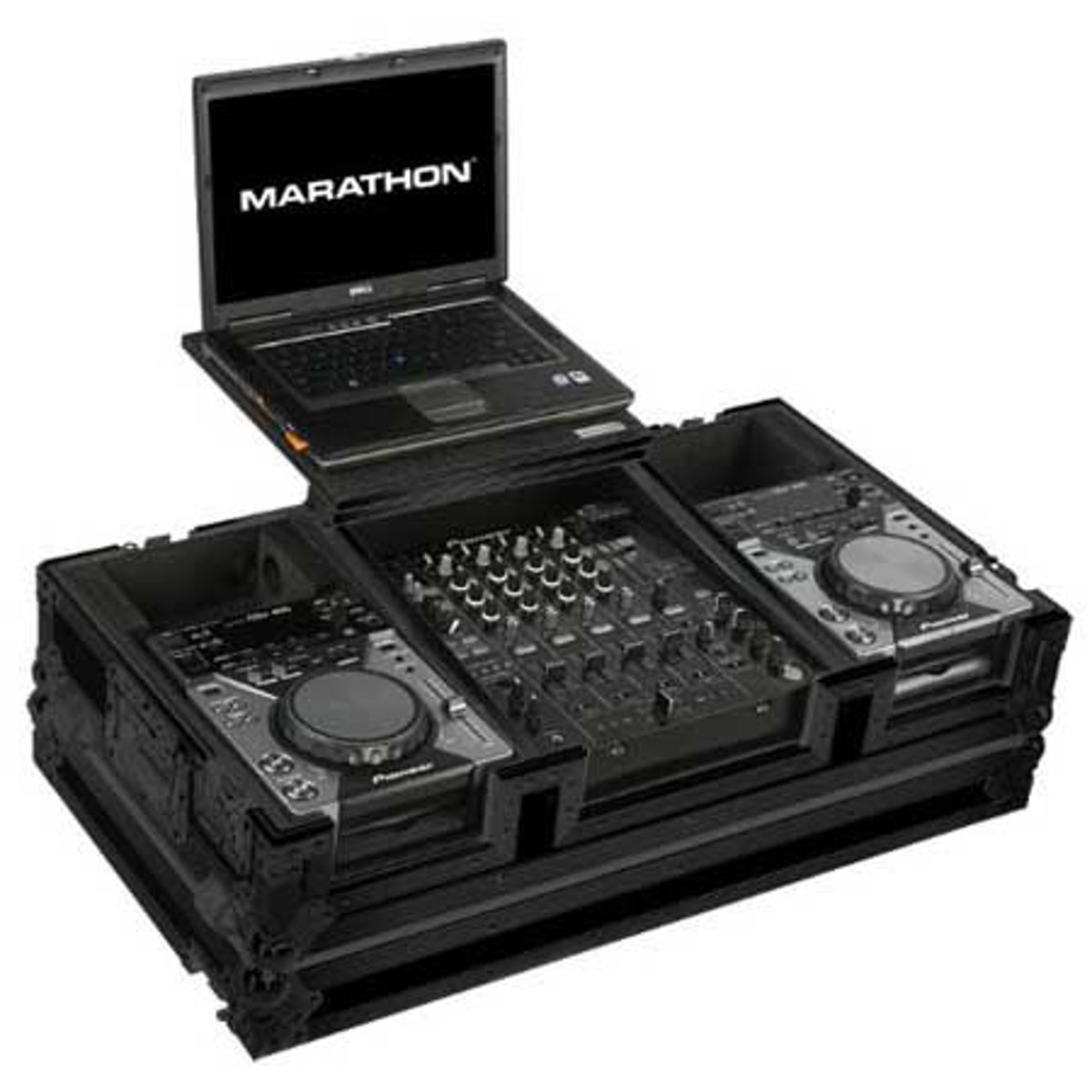 

Marathon Black Series Case for 2x Small CD Players Plus 12" Mixers, 17" Laptop