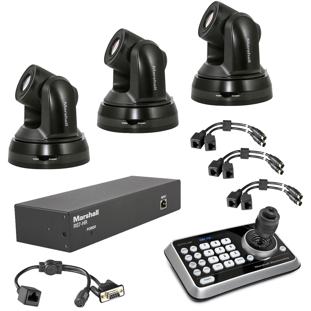 

Marshall Electronics CV620 2MP HD 20x PTZ Camera, Black, 3-Pack, with Controller