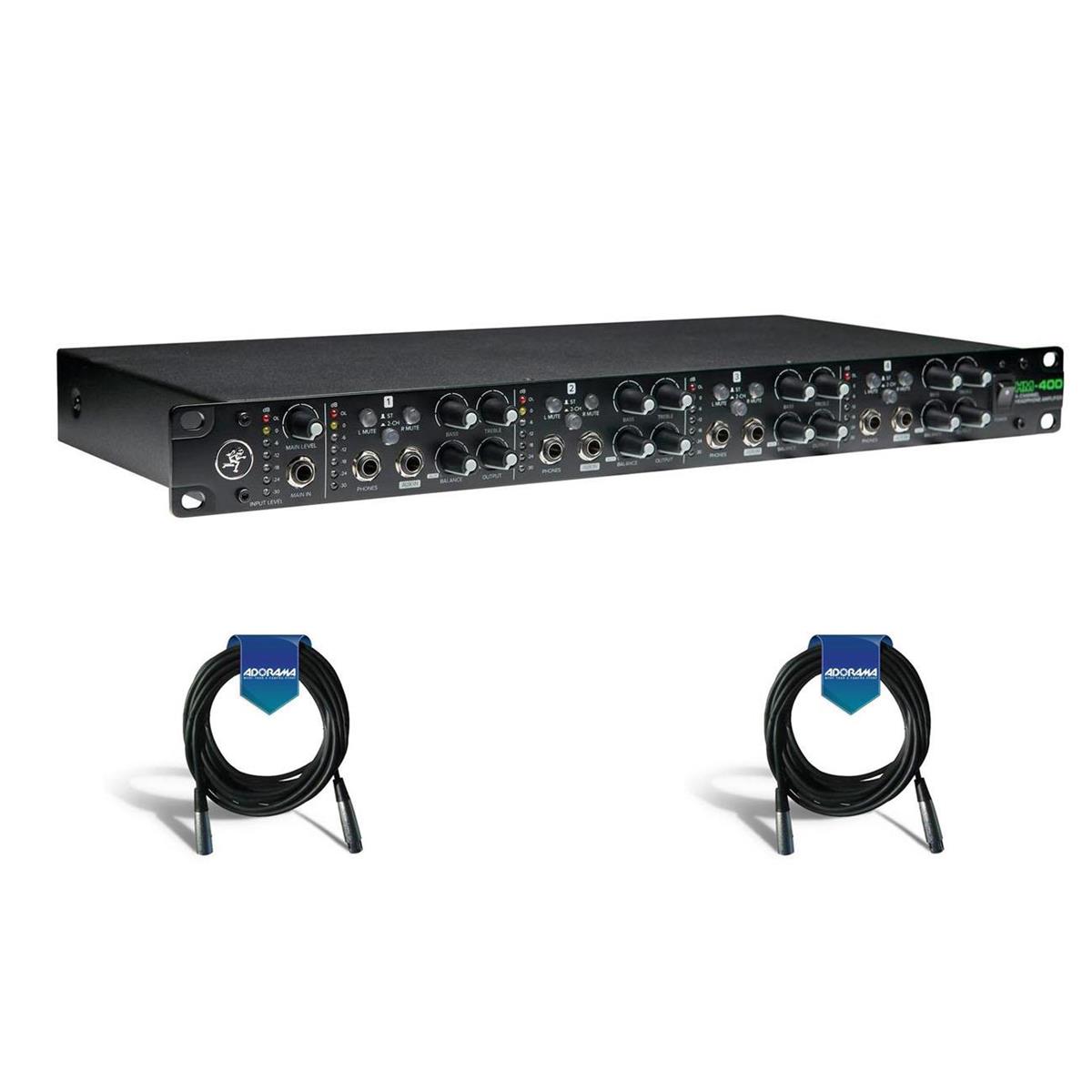 Image of Mackie HM-400 Rack-Mountable 4-Chanel Headphone Amplifier W/2X 20' XLR MIC Cable