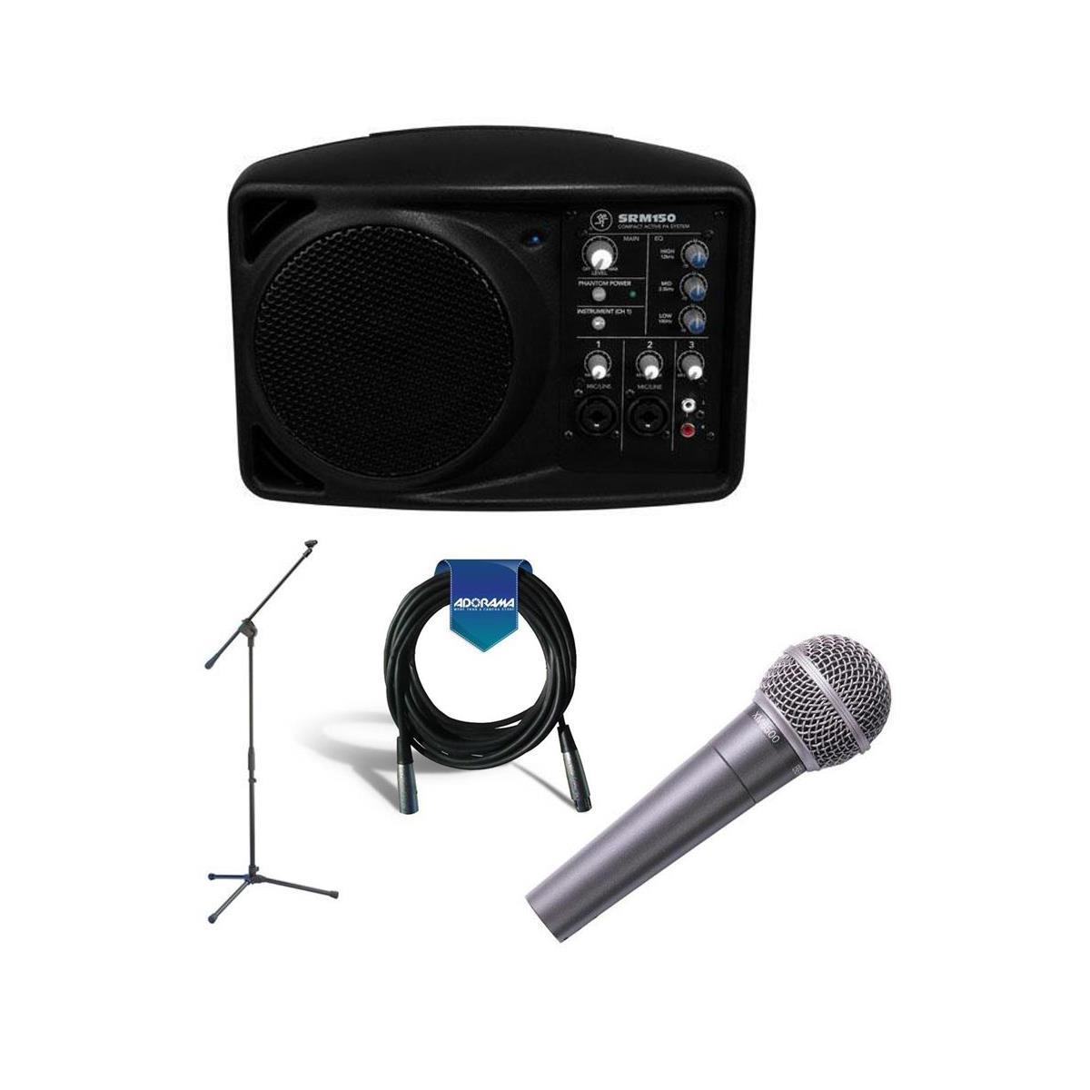 Mackie 5.25in Compact Powered PA System, 150W W/Behringer XM8500 Mic/Mic Stand -  SRM150 C