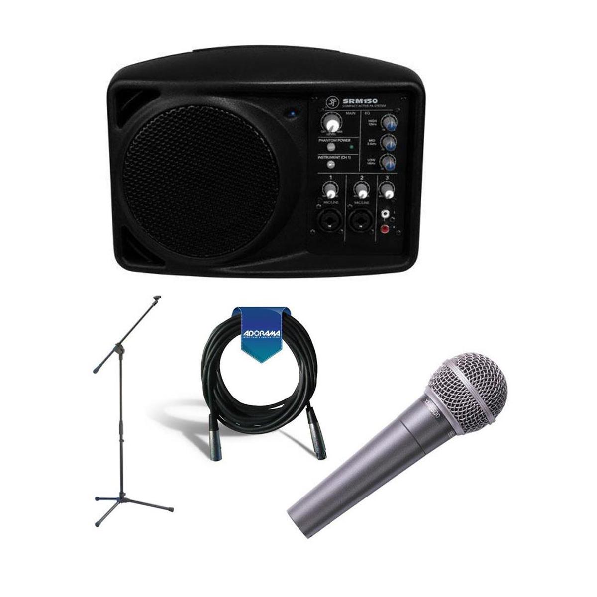 Mackie 5.25in Compact Powered PA System, 150W W/Behringer XM8500 Mic/Mic Stand -  SRM150 C