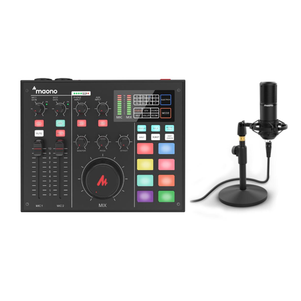 

MAONO MAONOCASTER AU-AM100 AIO Audio Interface Podcast Studio w/Mic, Black