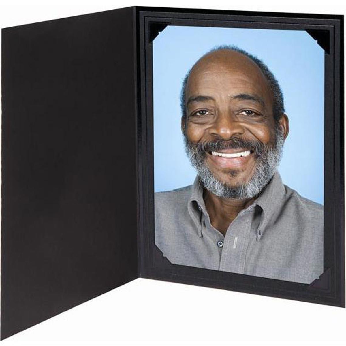 

TAP Cut Cornered Ebony Folder Frame for 4x6" Photo, Black w/Black Foil, 100-Pack