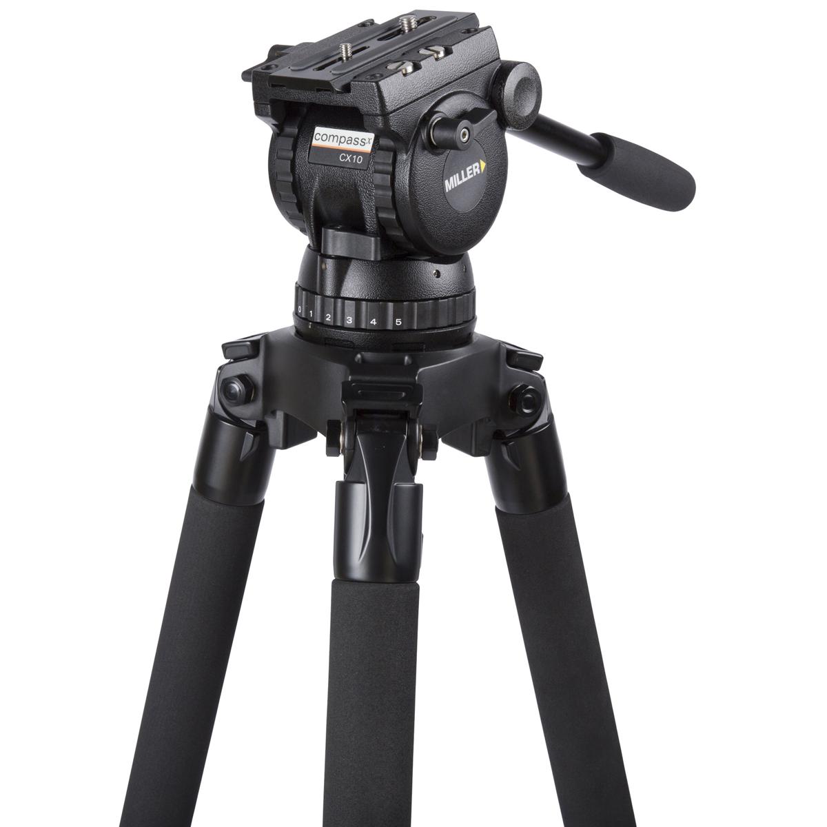

MillerCX10 Fluid Head, 5-Step Pan/Tilt Drag, 100mm Ball Base, 26.5 lbs Capacity
