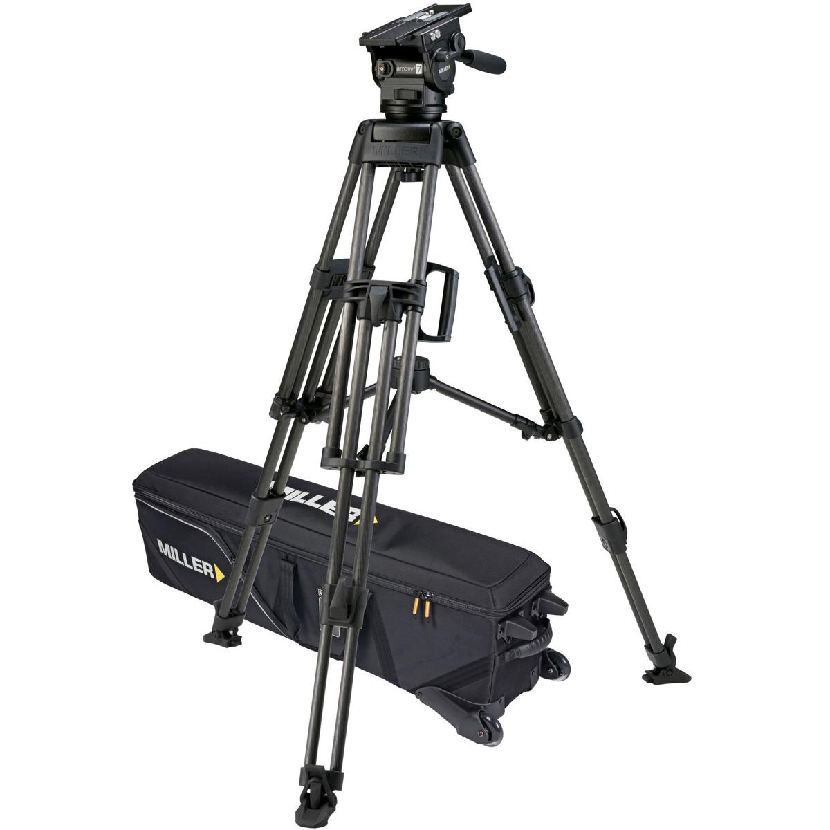 

Miller Arrowx 7 Fluid Head w/3-Section Heavy-Duty CF Tripod & 993 Mid Spreader