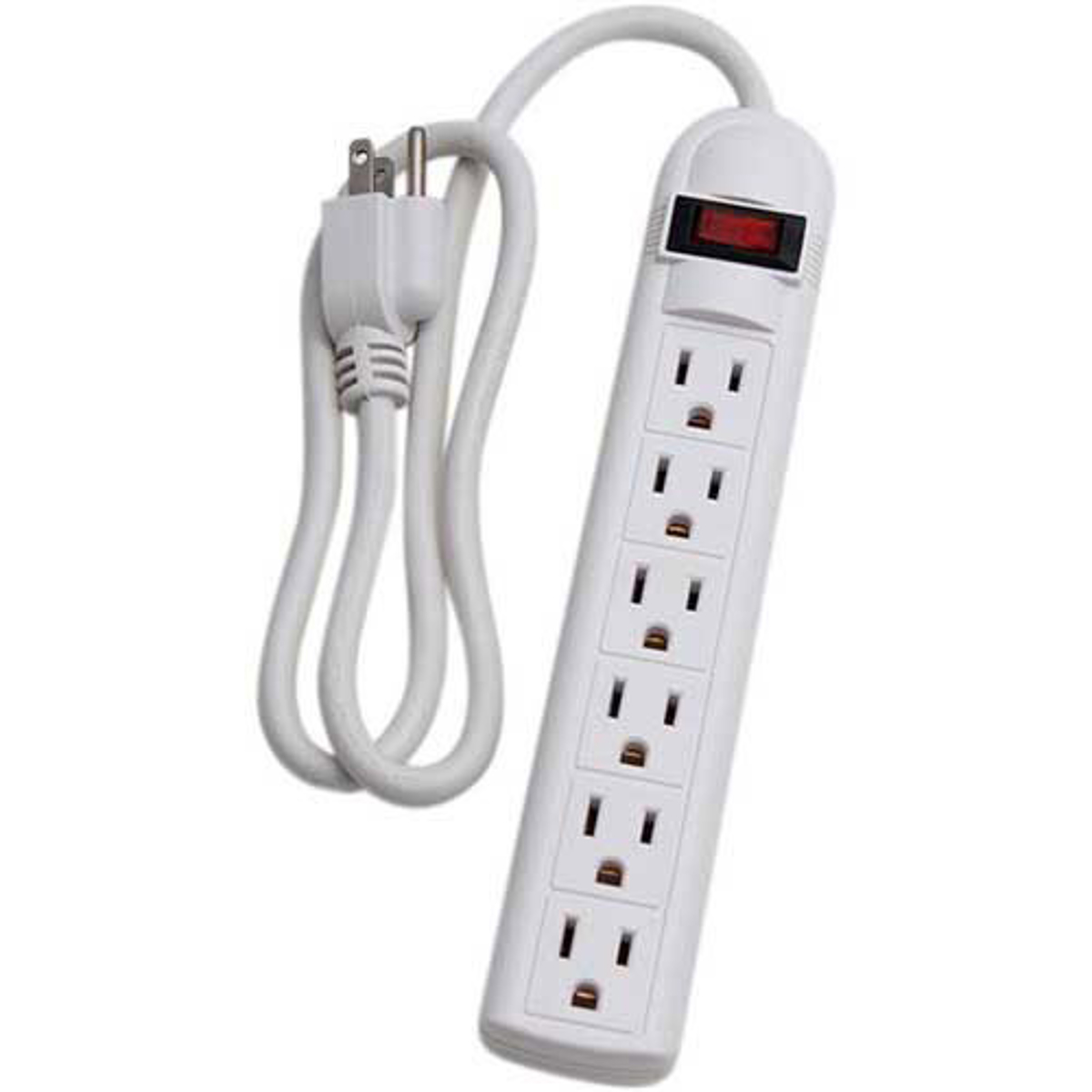

Milspec 6 Outlet Power Strip with 3' Cord, White