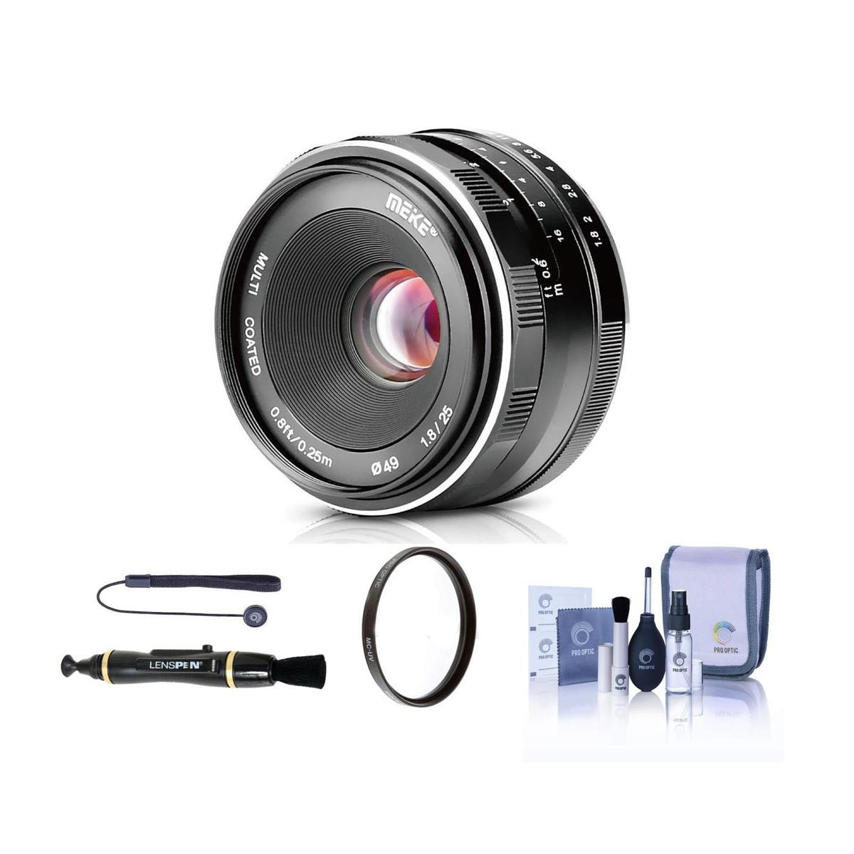 

Meike 25mm f/1.8 Lens for Fujifilm X, Black with Free Accessories Kit