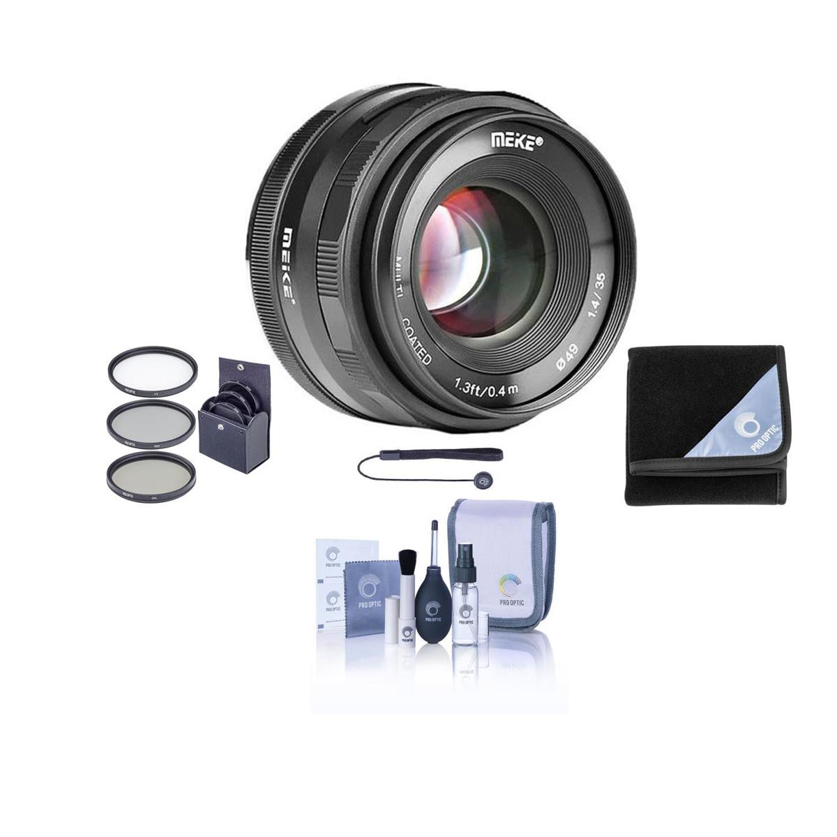 

Meike 35mm f/1.4 Lens for Micro Four Thirds, Black with Free Accessories Kit