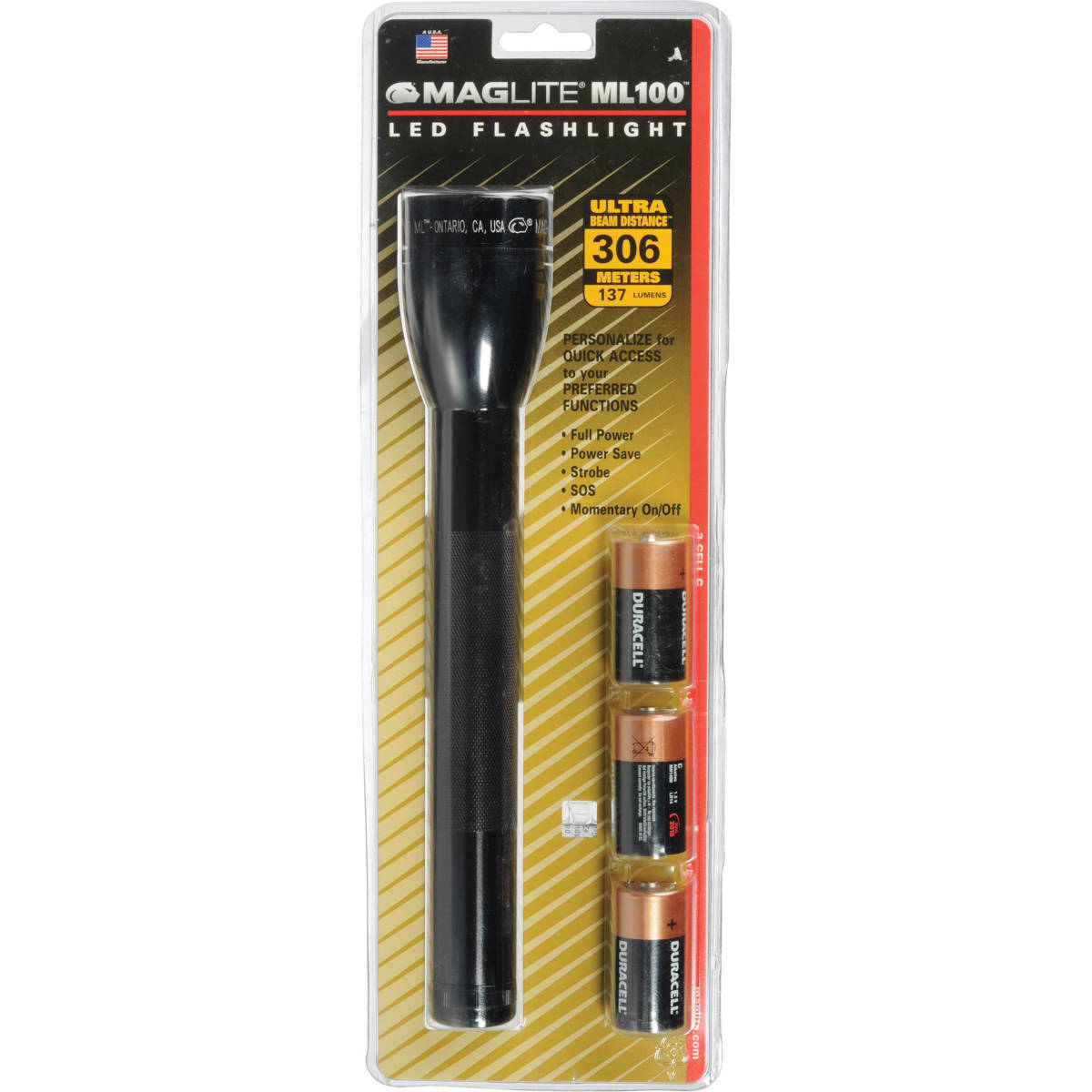 

MagLite Maglite ML100-S3DX6 3-C Battery High Performance Luxeon Rebel LED Flashlight