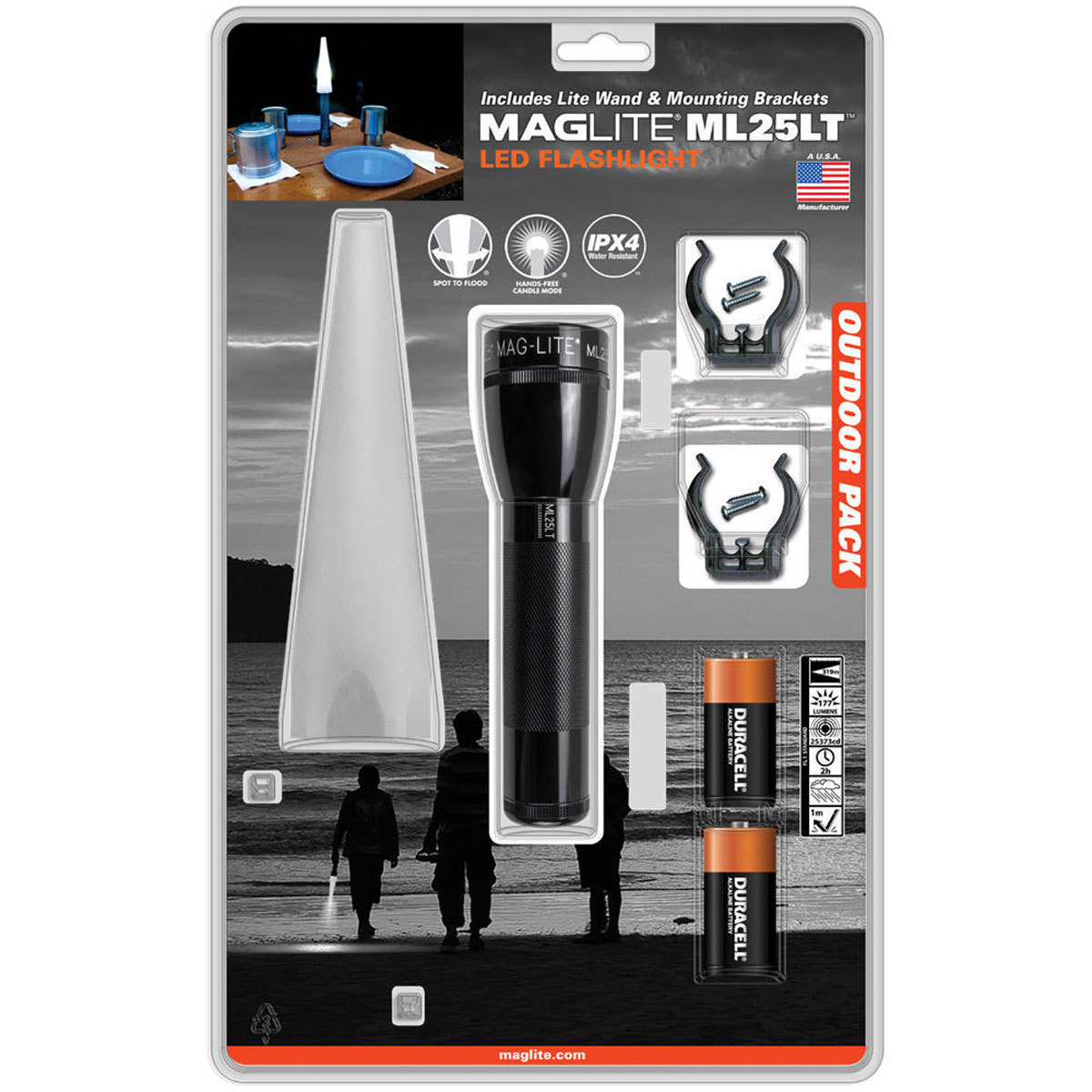

MagLite ML25LT 2-Cell C LED Flashlight Adventure Pack, 177 Lumens, Black