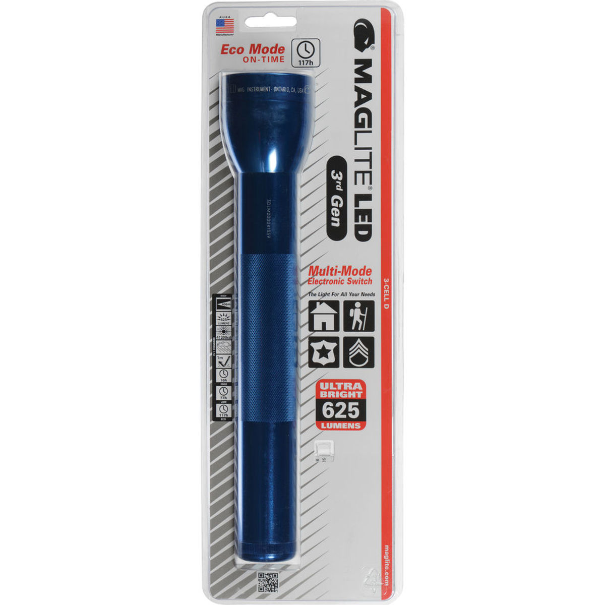 

MagLite ML300L 3rd Generation 3-Cell D LED Flashlight, Blister Packaging, Blue