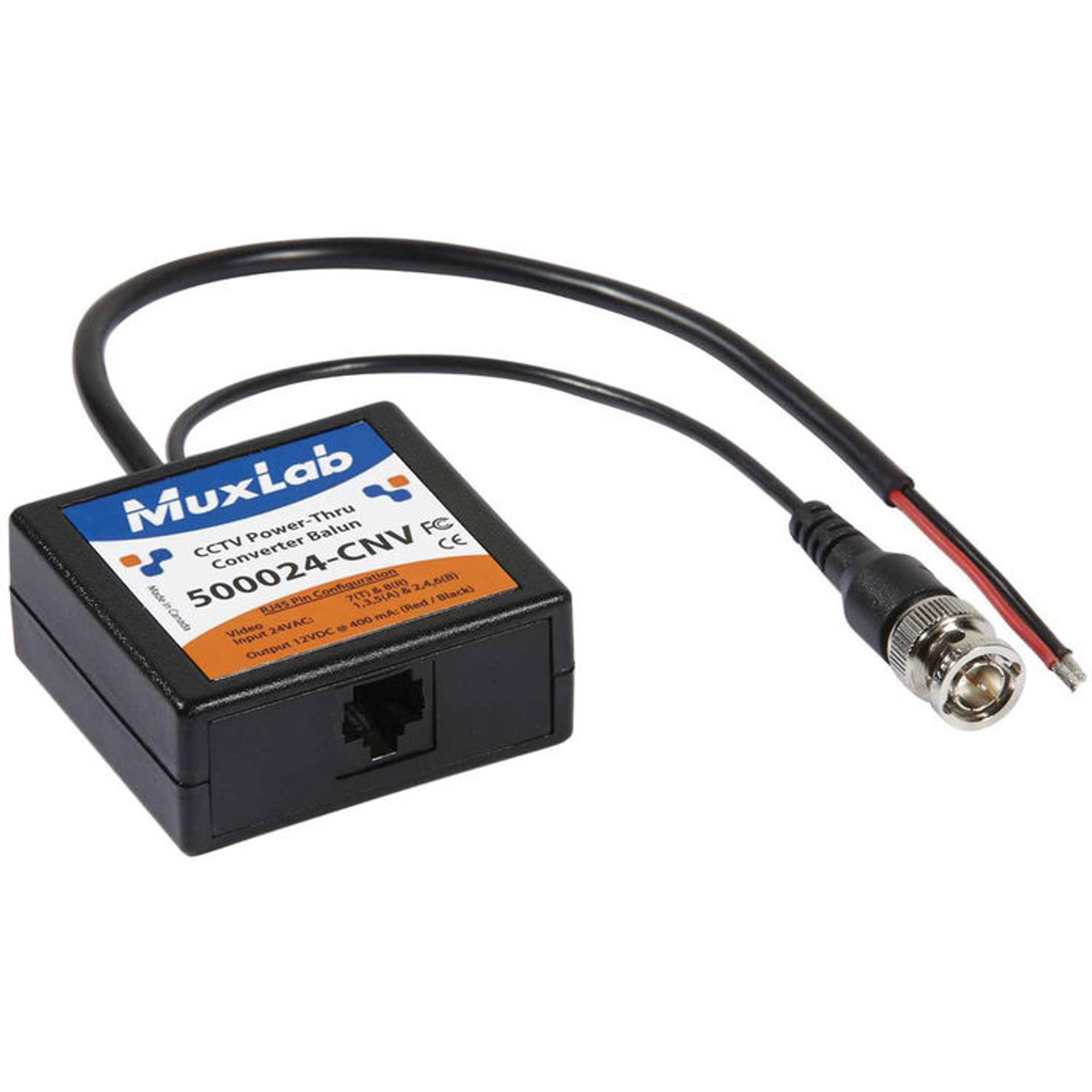 Image of Muxlab CCTV Power-Thru Converter Balun