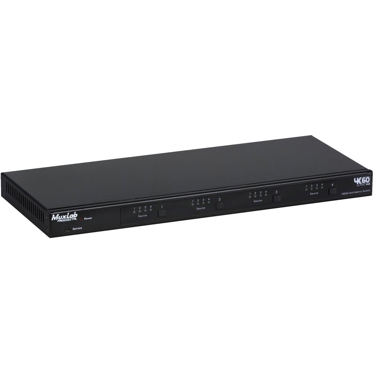 Image of Muxlab MuxLab HDBT PoC 4K/60 HDMI 4x4 Matrix Switch Kit with 3x Receivers