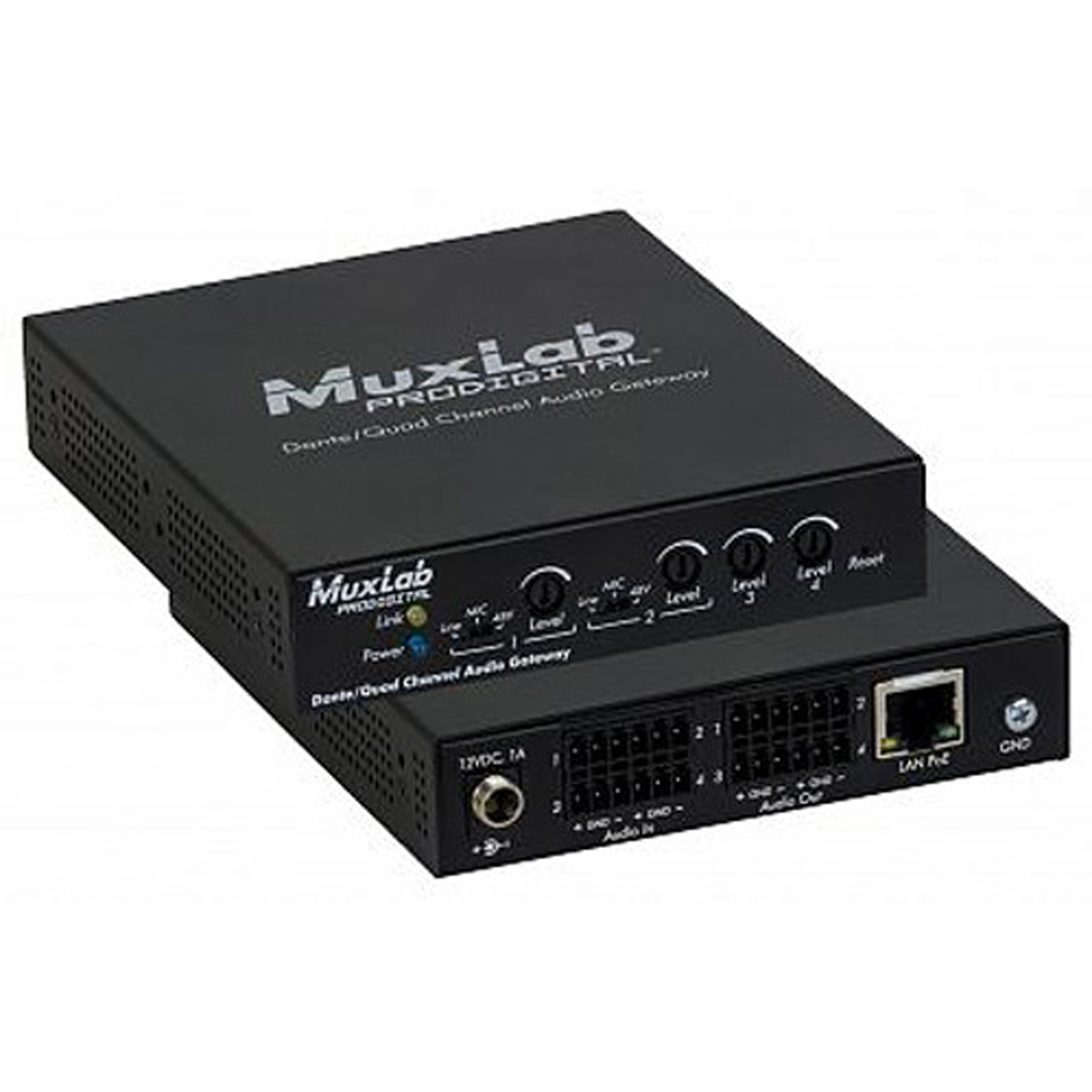 

Muxlab Dante/Quad Channel Audio PoE Gateway