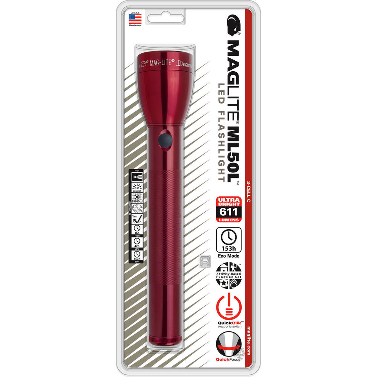 

MagLite ML50L 3-Cell C LED Flashlight, Blister Packaging, Red
