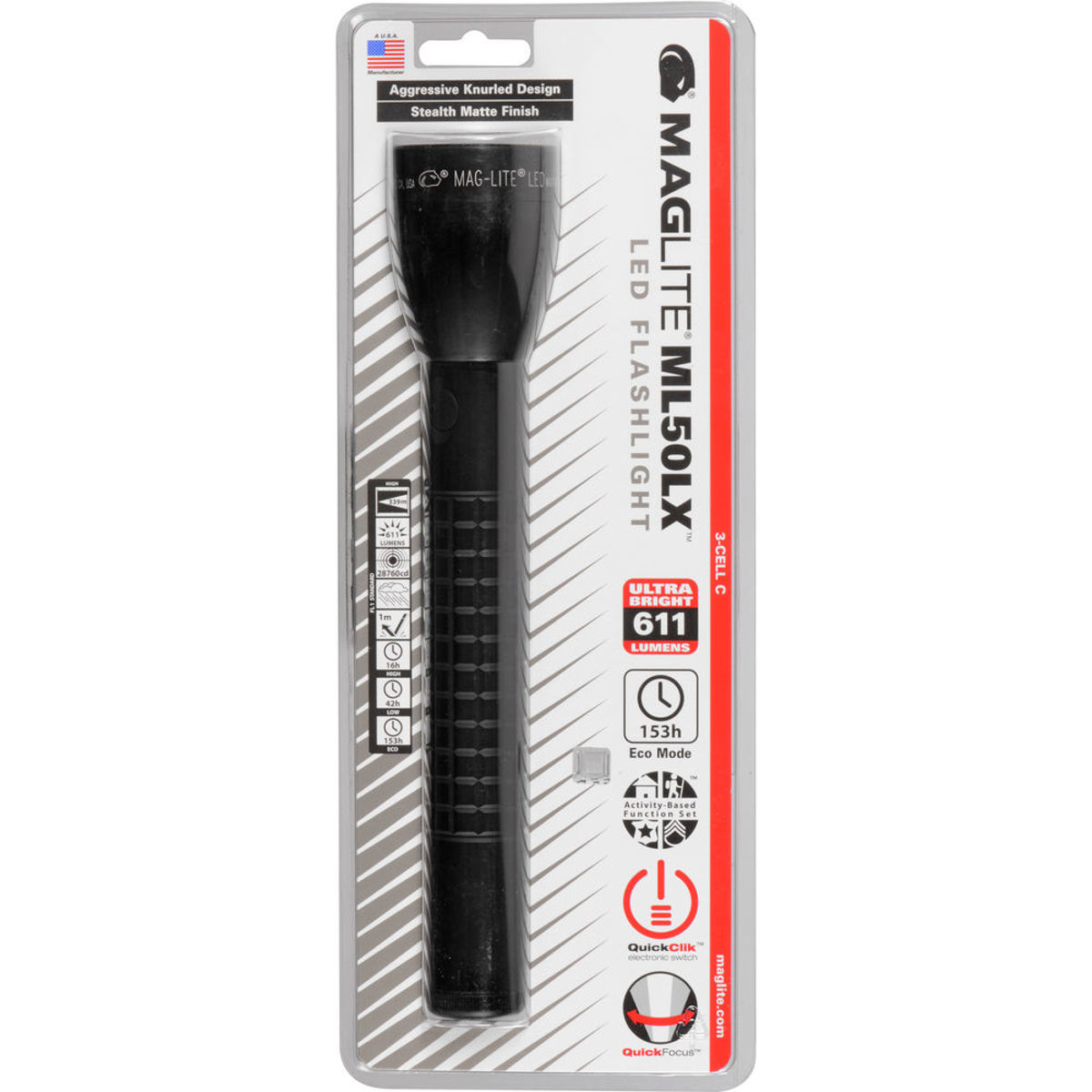 

MagLite ML50LX 3-Cell C LED Flashlight, Stealth Matte Finish, Blister, Black