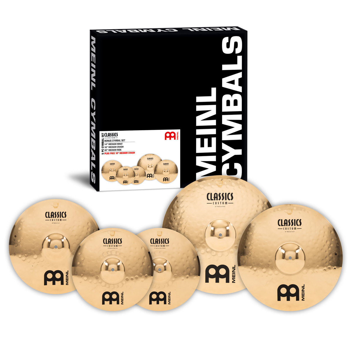 

Meinl Classics Custom Bonus Cymbal Set w/Free 18" Crash Cymbal, Brilliant Finish