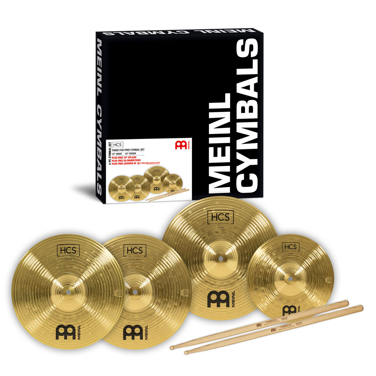 

Meinl HCS Three Cymbal Set with 13" Hi-Hat, 14" Crash & Free 10" Splash Cymbal