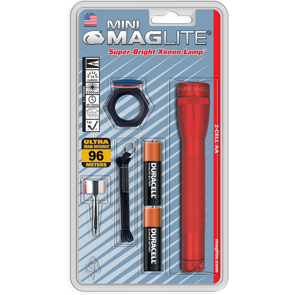 

MagLite Maglite M2A03C Mini Mag Combo Pack with Camo Flashlight, 14 Lumens, Red