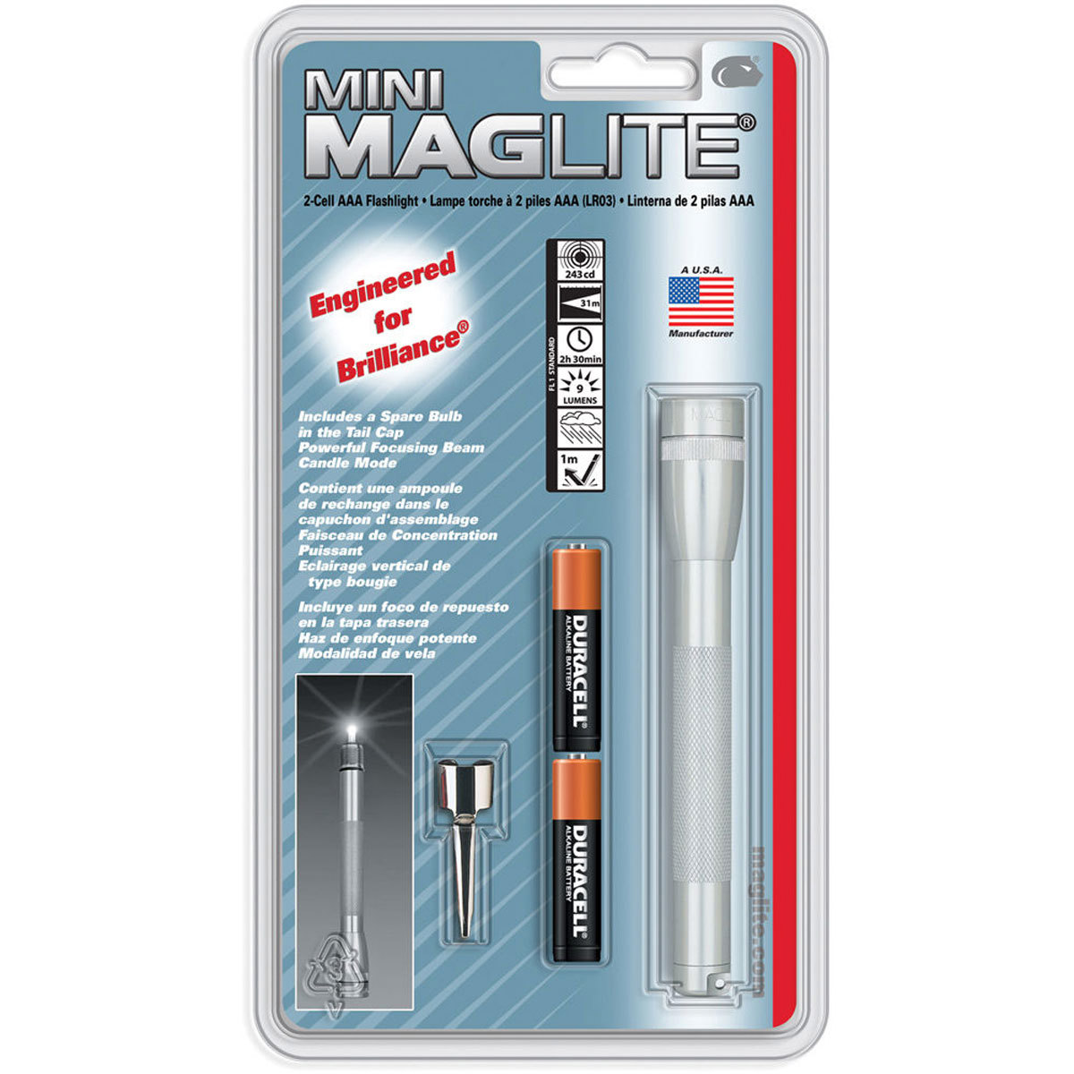 

MagLite Maglite M3A106 Mini 2-Cell AAA Flashlight with Clip
