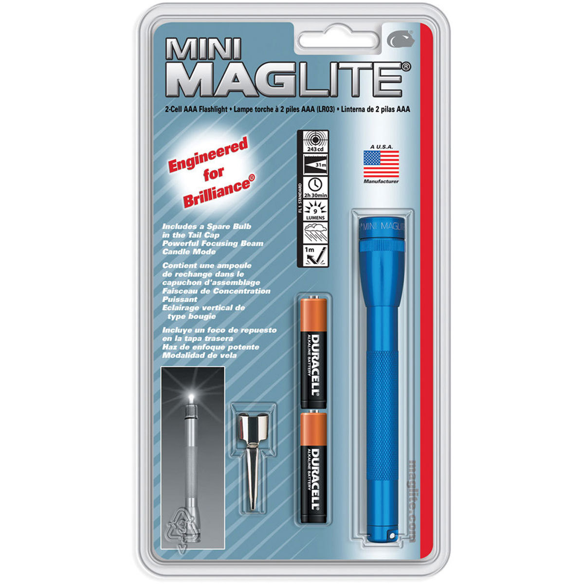 

MagLite Maglite Mini 2-Cell AAA Flashlight with Clip, Blue