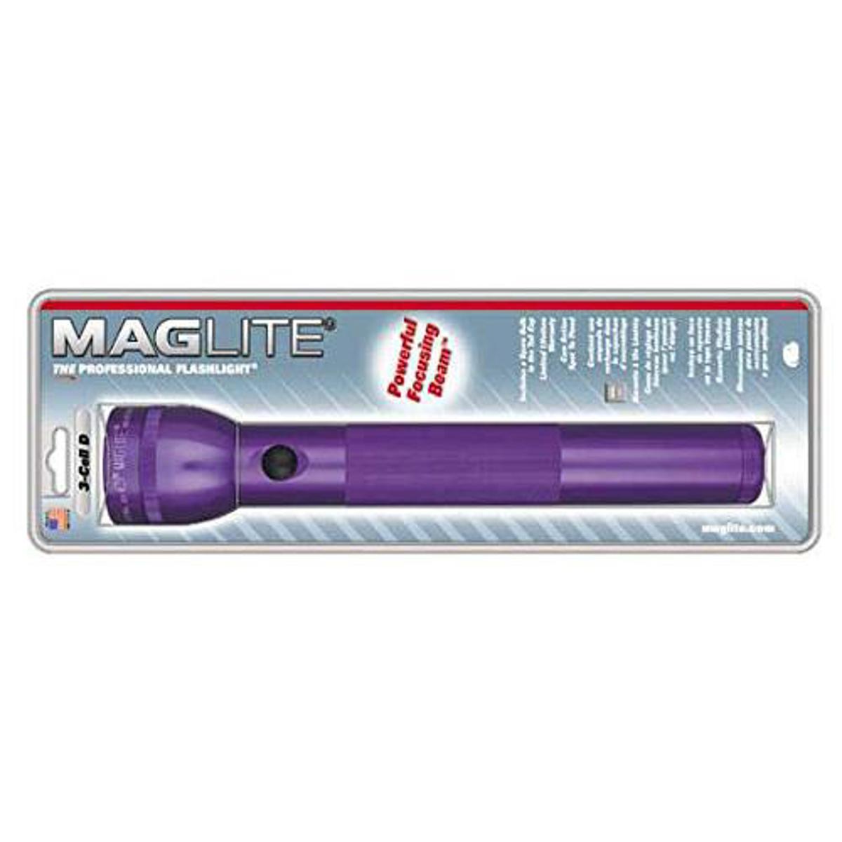 

MagLite 3-Cell D Flashlight with 2 White Star Lamps, 45 Lumens, Purple