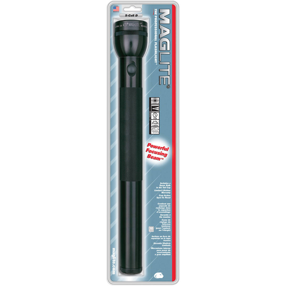 

MagLite Maglite S5D016 5-Cell D Flashlight Hanging Pack, Black