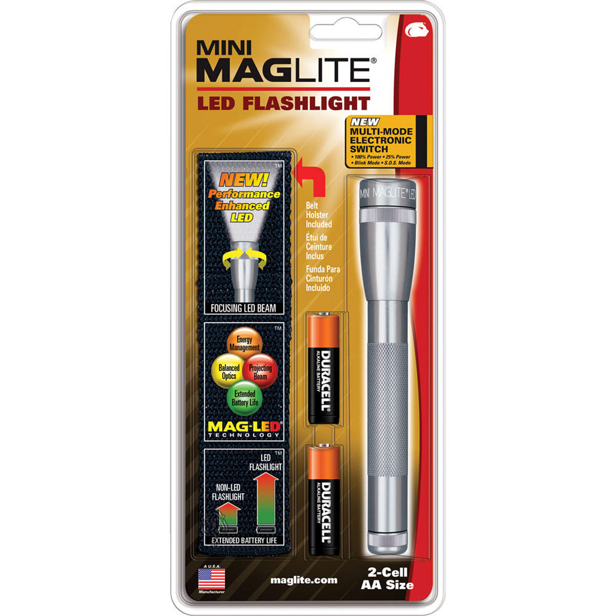 

MagLite Maglite SP2209H Mini Maglite LED Flashlight with 2 AA Batteries and Holster