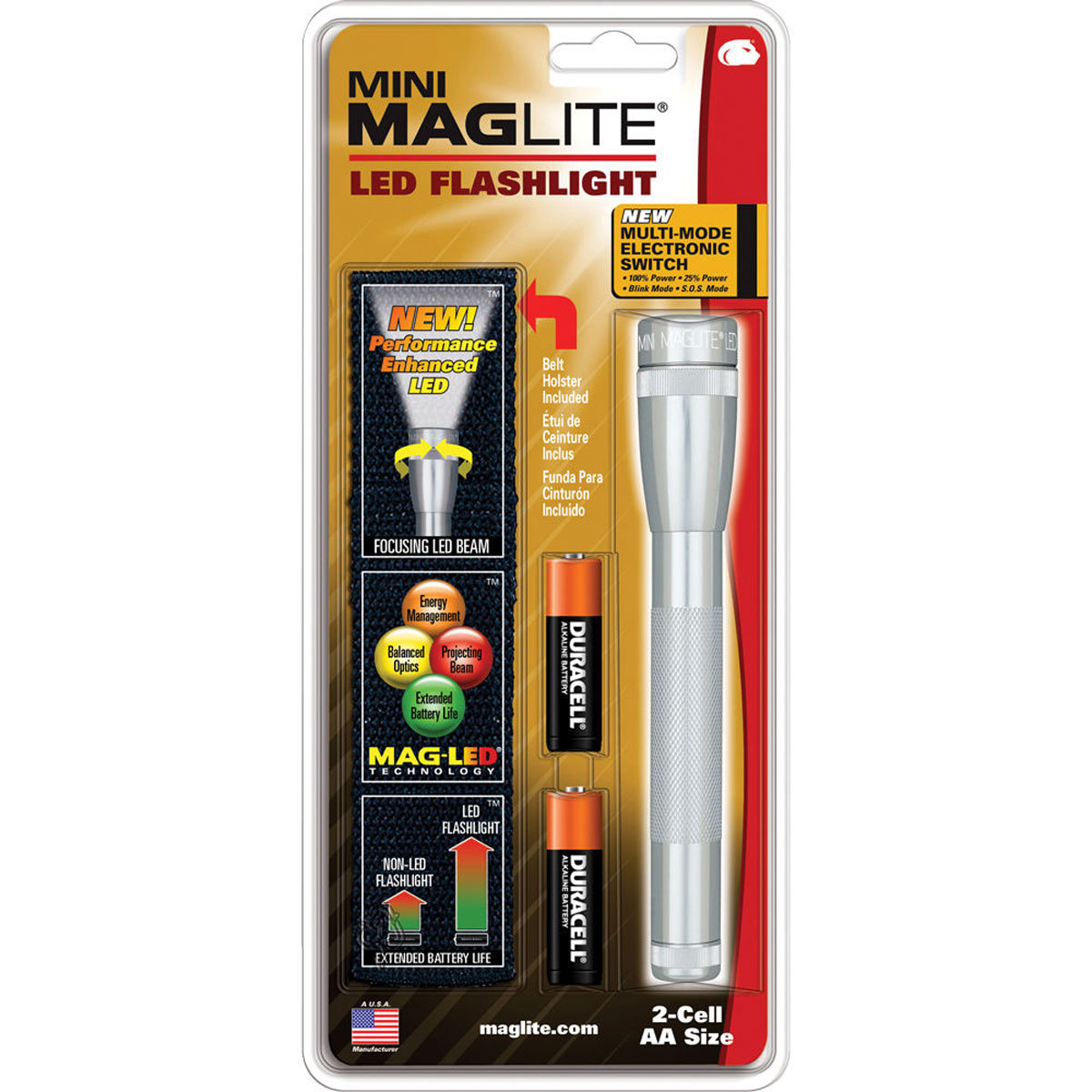 

MagLite Maglite SP2210H Mini 2-Cell AA LED Flashlight, Silver
