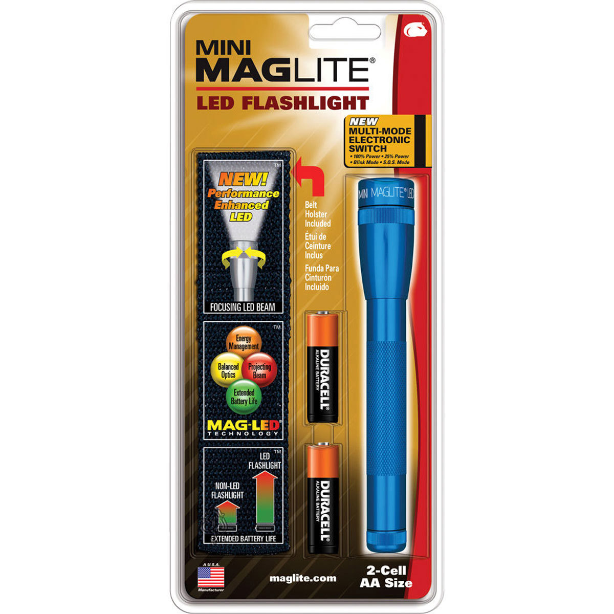 

MagLite Maglite SP2211H Mini LED Flashlight with Holster, Blue