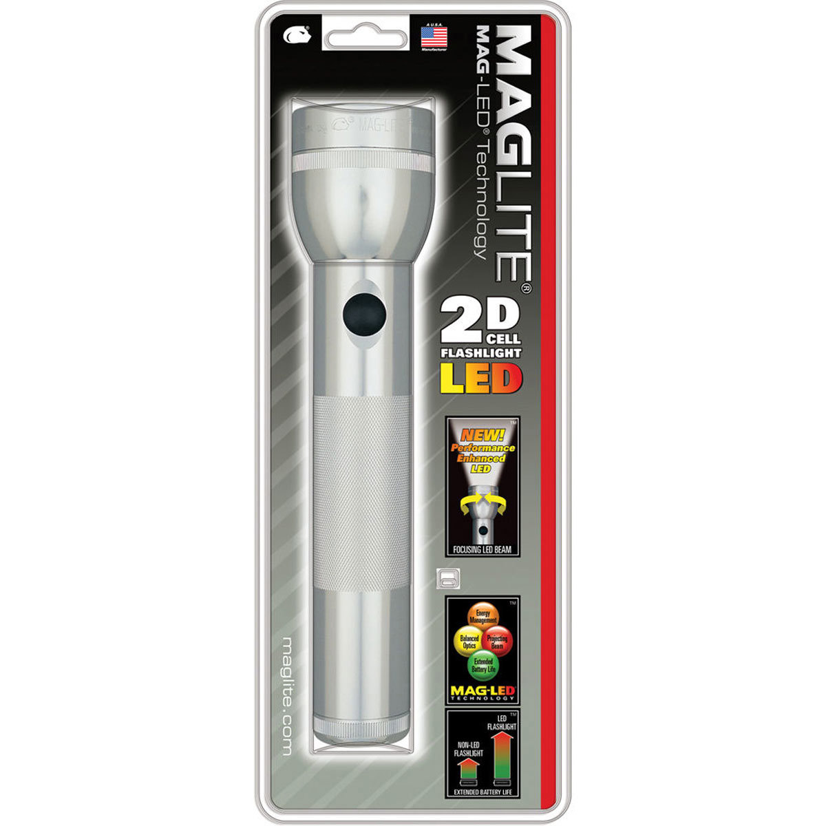 

MagLite Maglite LED 2-Cell D Flashlight, Silver