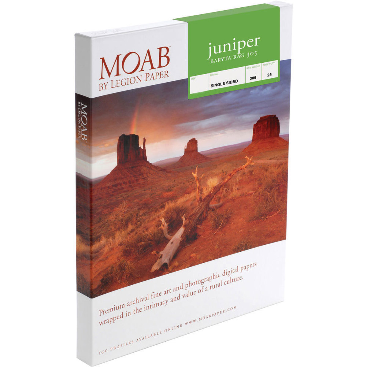 Moab Juniper Baryta Rag Glossy Fine Art Paper (11x14"), 25 Sheets -  F01-JBR305111425