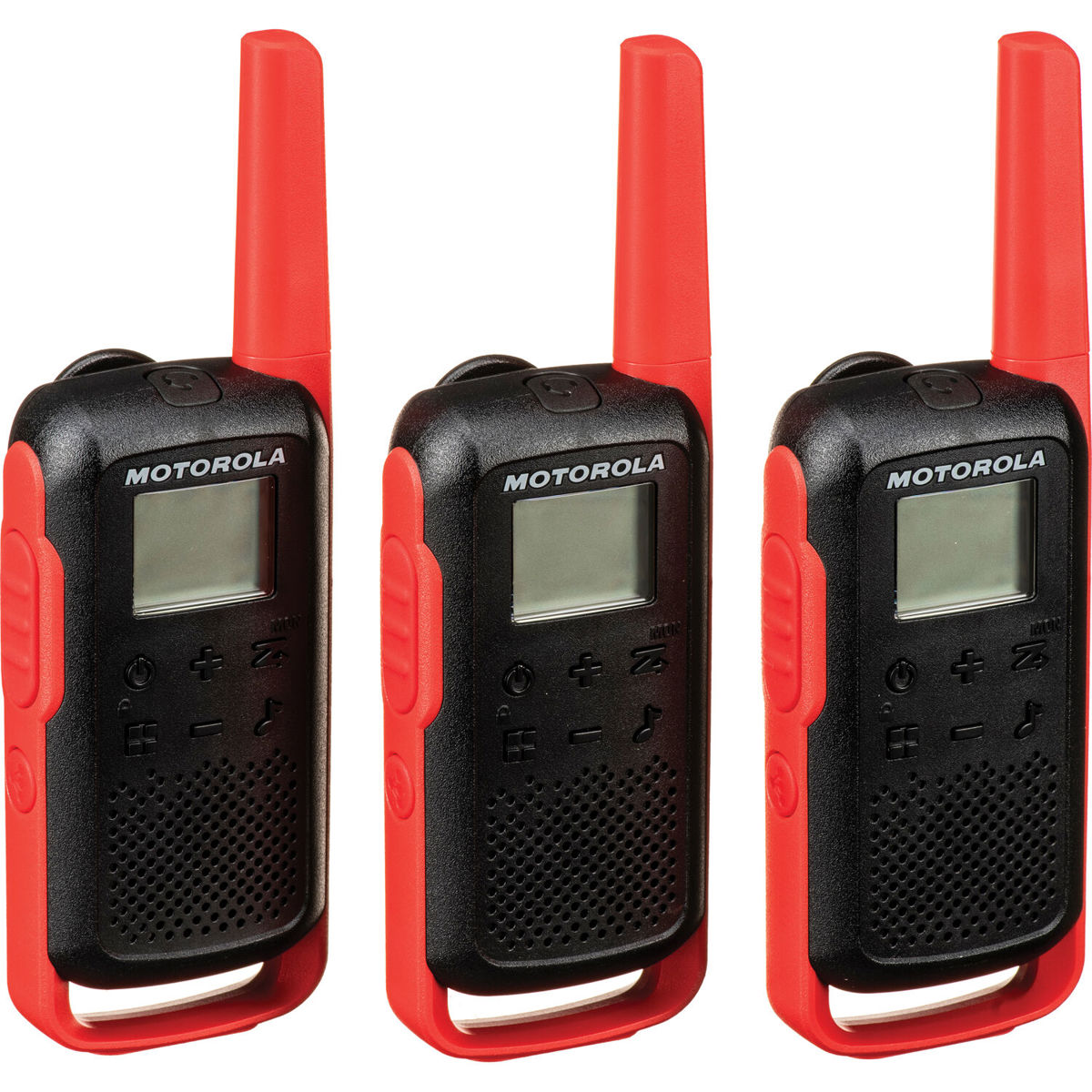 

Motorola Talkabout T210 Rechargeable Two-Way Radio, Red/Black, 3-Pack